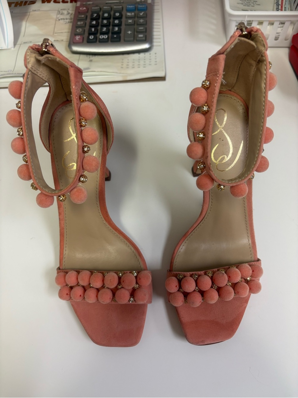 Sam Edelman Coral Pom Pom Ankle Strap Sandals